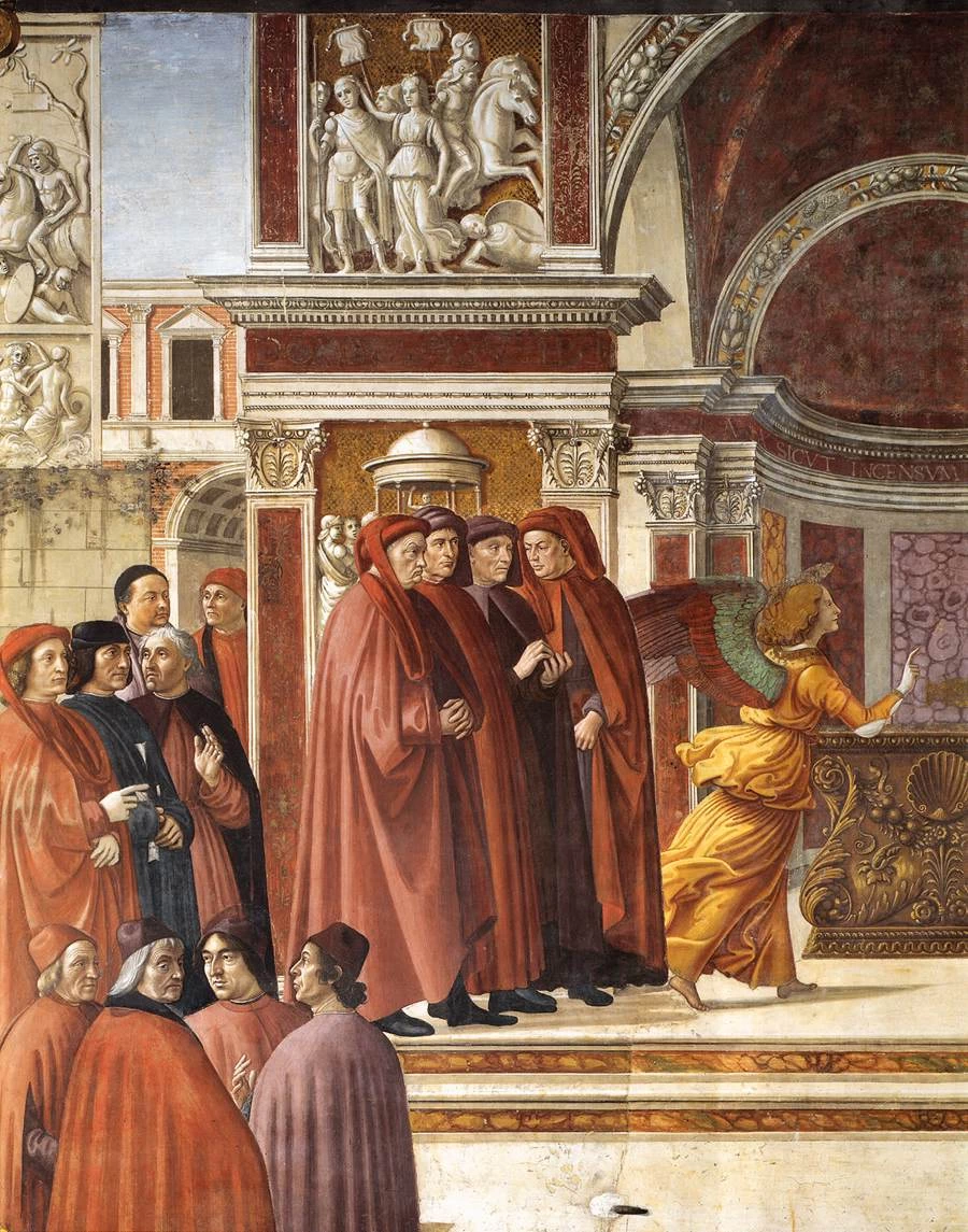 L'angelo appare a Zaccaria - Cappella Tornabuoni, Santa Maria Novella, Firenze, dettaglio
